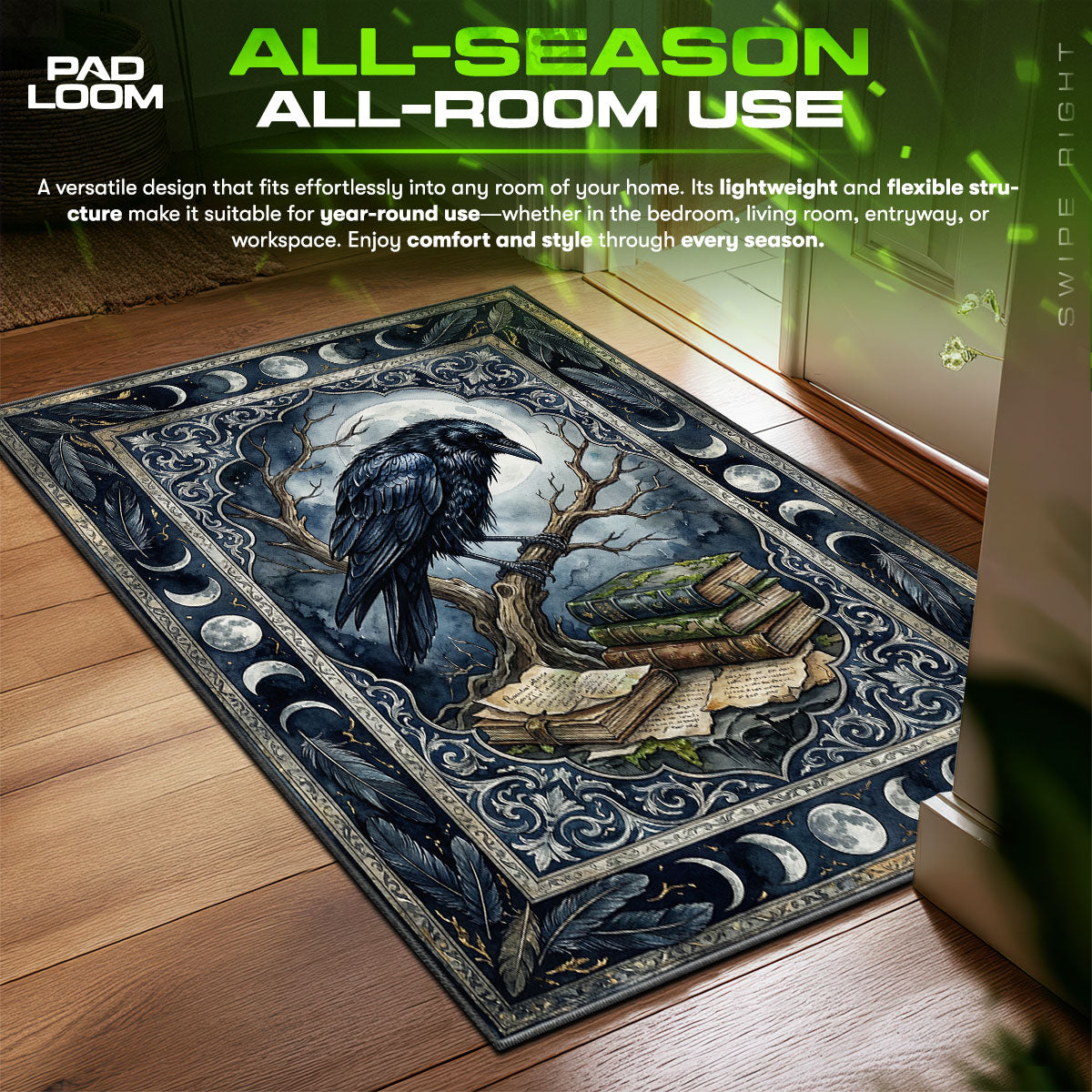 Detailed close-up of Raven rug pattern