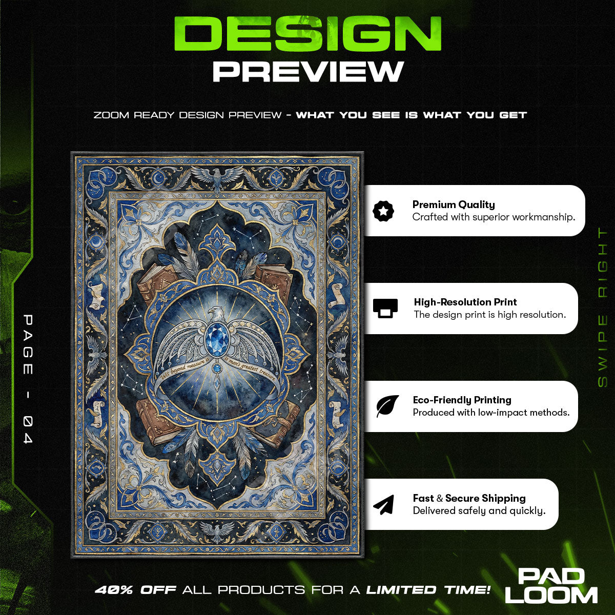 Room character design printed on rug