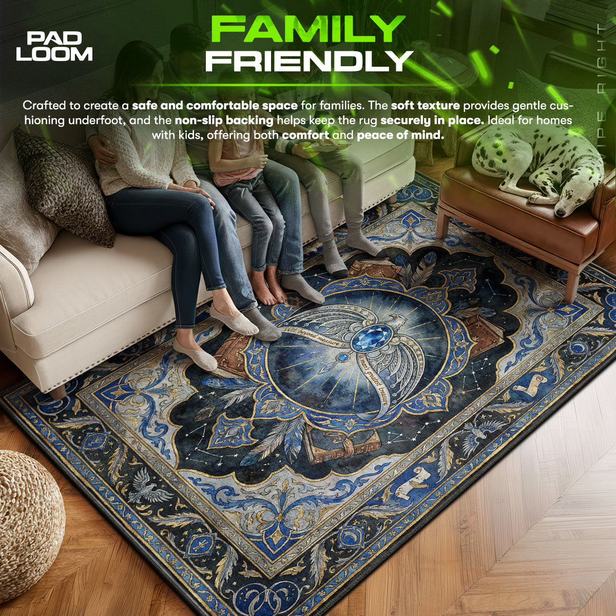 Ravenclaw area rug showing full home decor artwork