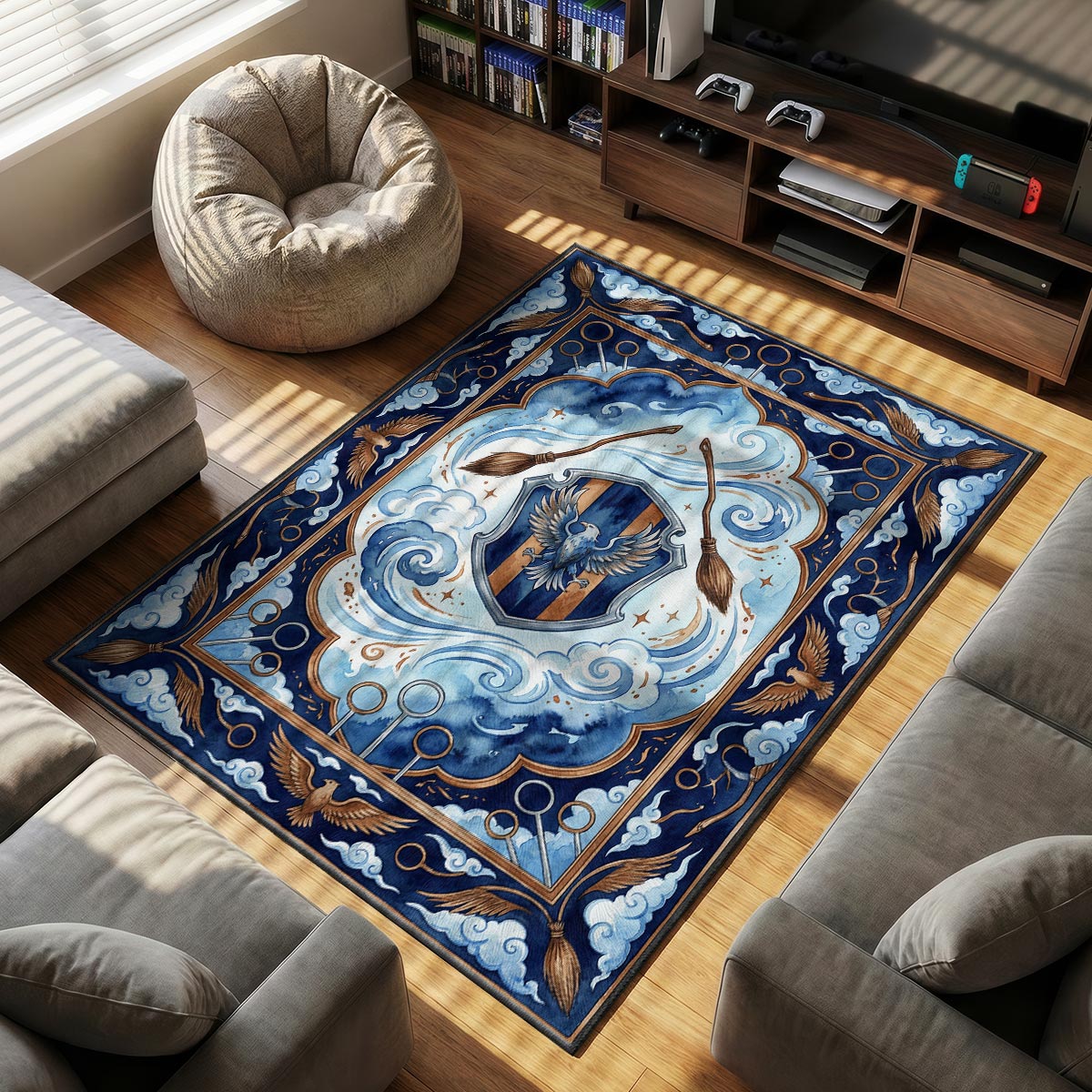 Ravenclaw Eagle themed area rug for home decor fans
