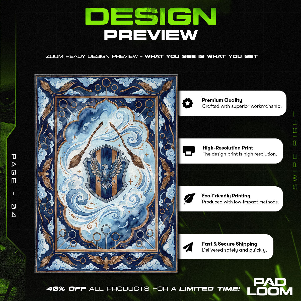 Room character design printed on rug