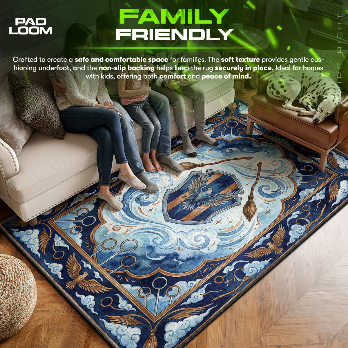 Ravenclaw area rug showing full home decor artwork