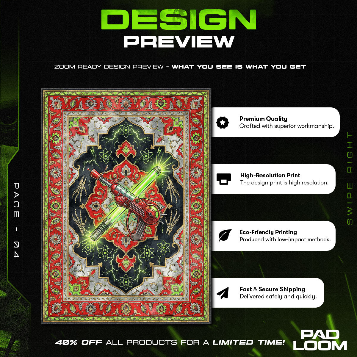 Ray Gun Retro Zombies Rug - Call of Duty Chair Mat