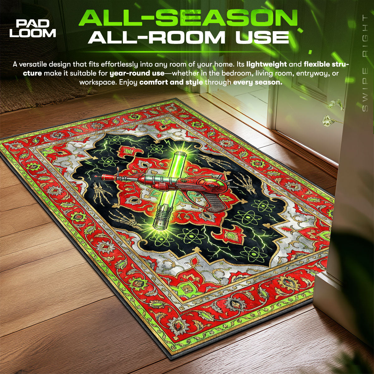 Ray Gun Retro Zombies Rug - Call of Duty Chair Mat