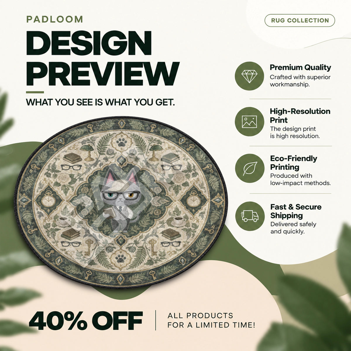 Raymond Library Round Rug - Animal Crossing Chair Mat