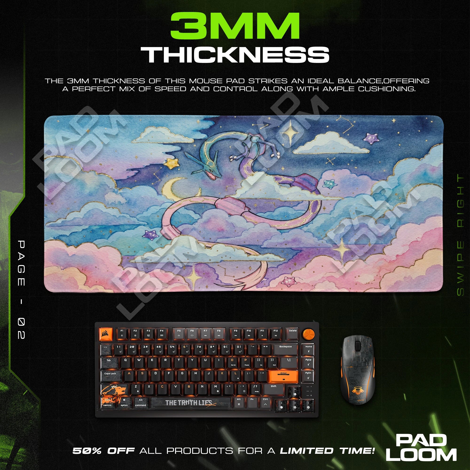 Rayquaza Celestial Clouds Mouse Pad - Pokemon Mat