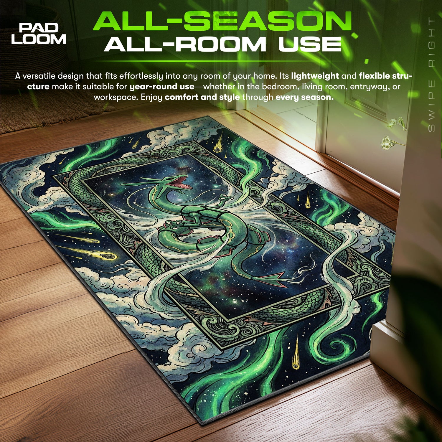 Rayquaza Celestial Meteor Chair fan rug — premium quality print
