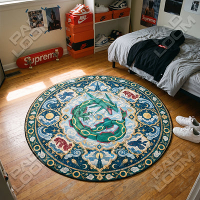 Rayquaza Coiled Round Rug - Pokemon Chair Mat