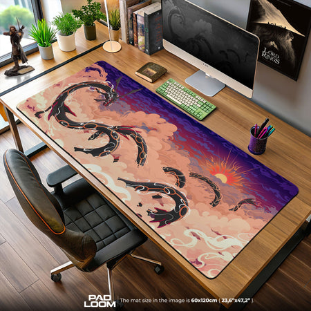Rayquaza Crimson Sky Mouse Pad, Pokémon Gaming Desk Mat Padloom