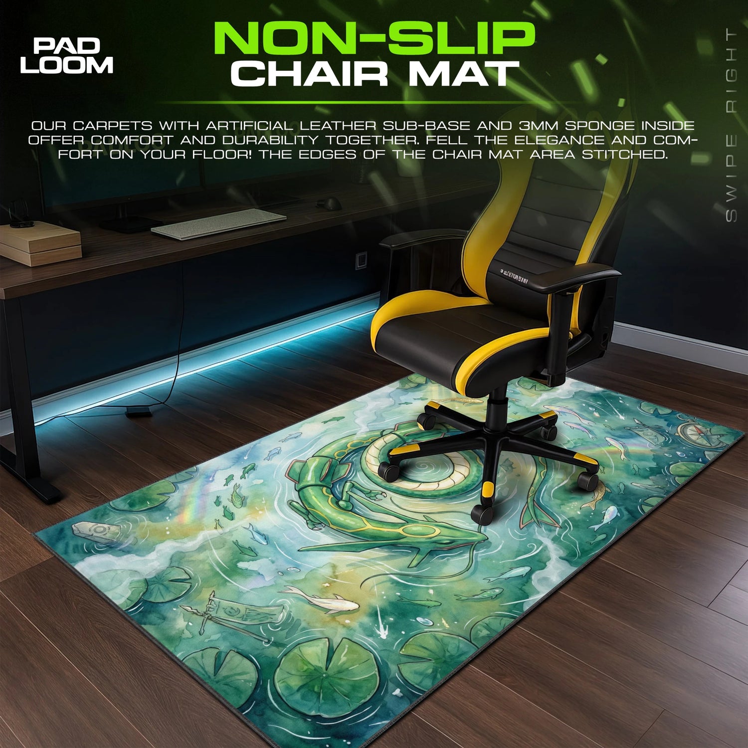 Rayquaza Emerald Spiral Mouse Pad - Pokemon Desk Mat