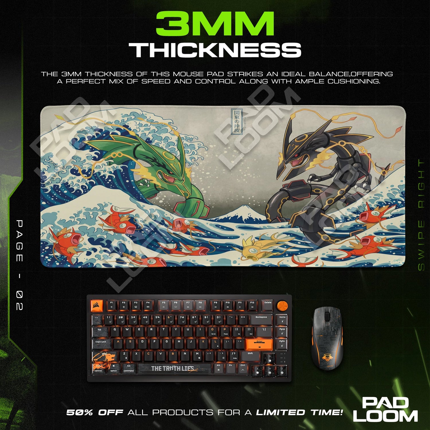 Rayquaza Great Wave Clash Mouse Pad - Pokémon Mat