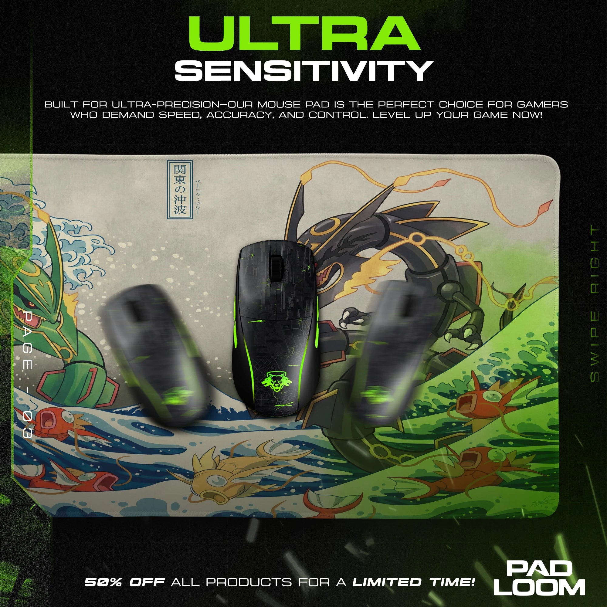 Rayquaza Great Wave Clash Mouse Pad - Pokémon Mat