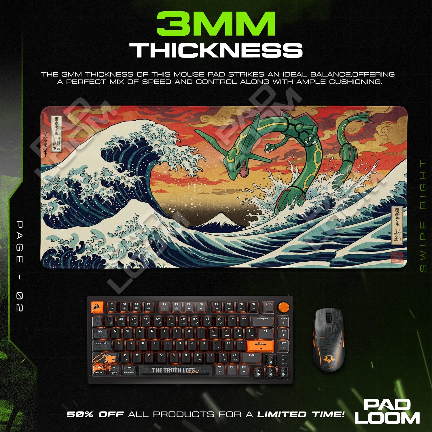 Rayquaza Great Wave Mouse Pad - Pokémon Desk Mat