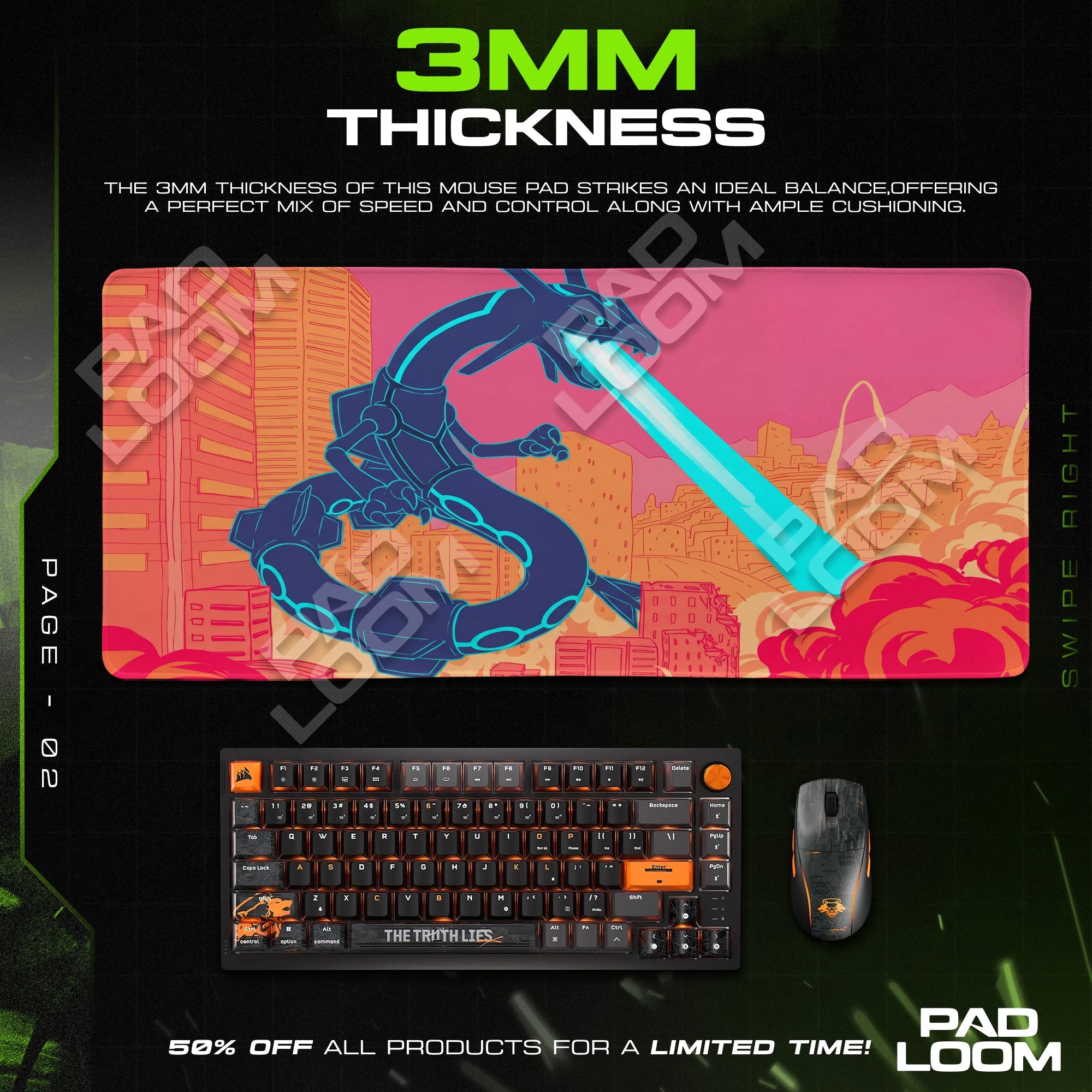 Rayquaza Kaiju Ruin Mouse Pad - Pokémon Desk Mat