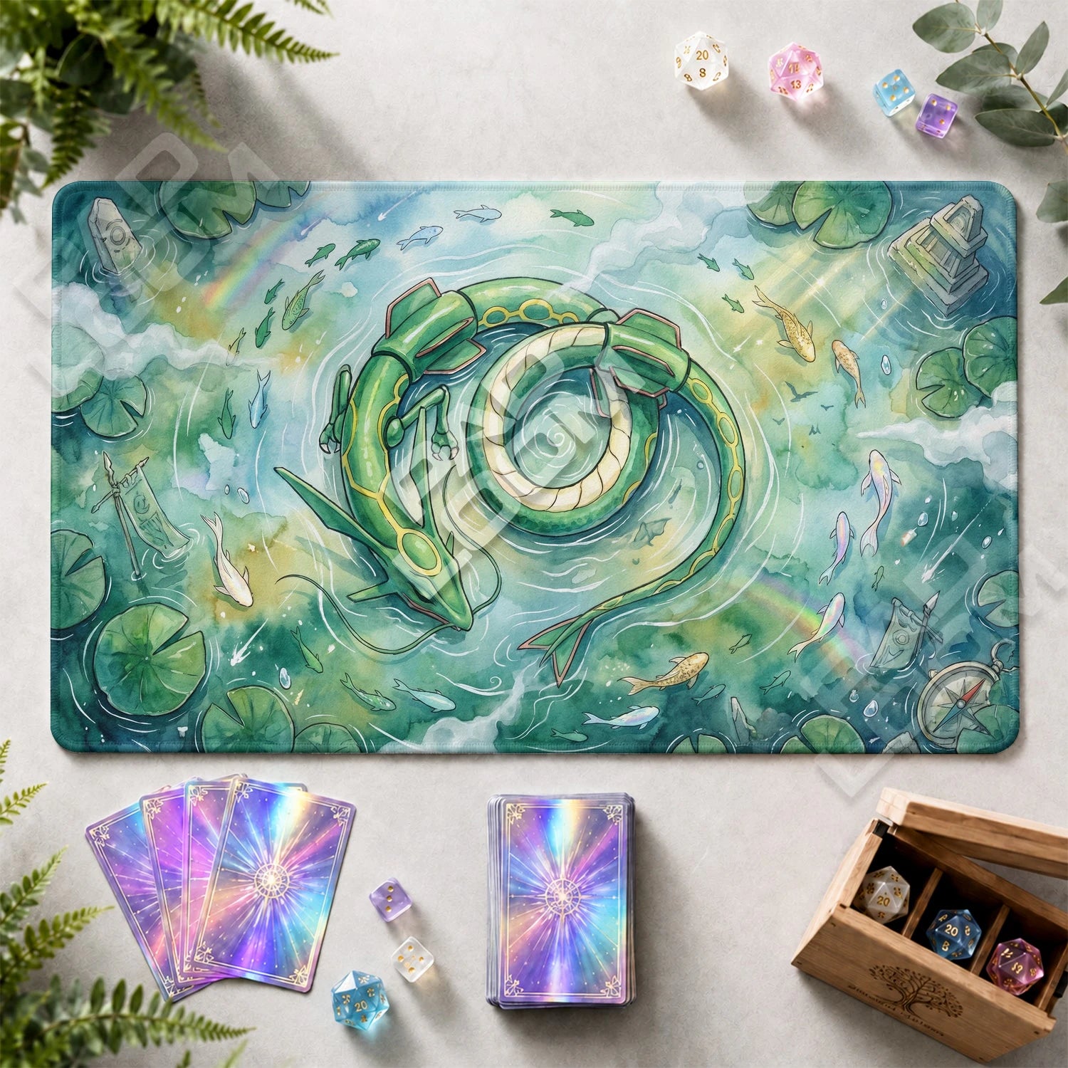Rayquaza Pond Playmat - Pokemon TCG Mat - view 2