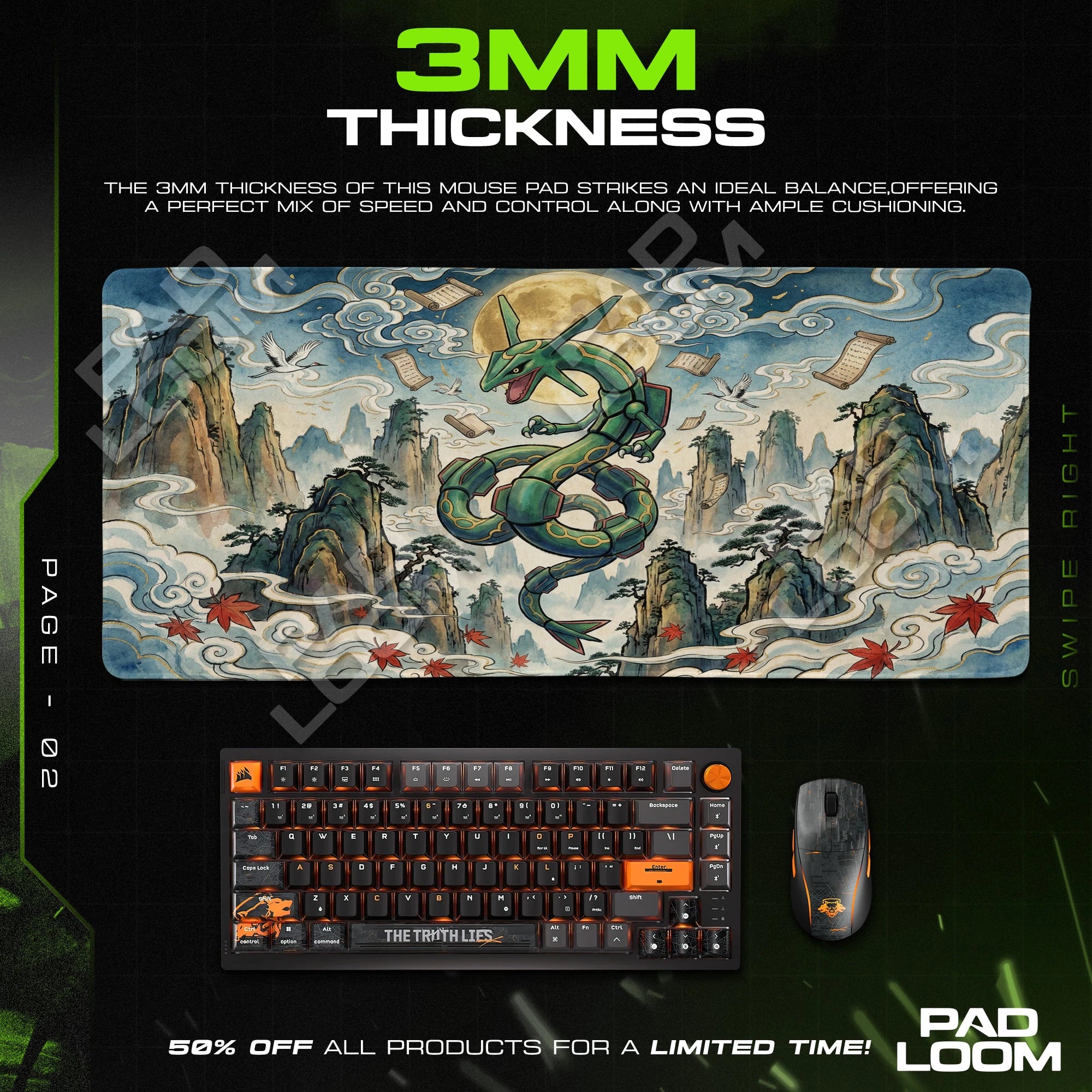 Rayquaza Sky Mountains Mouse Pad - Pokemon Desk Mat