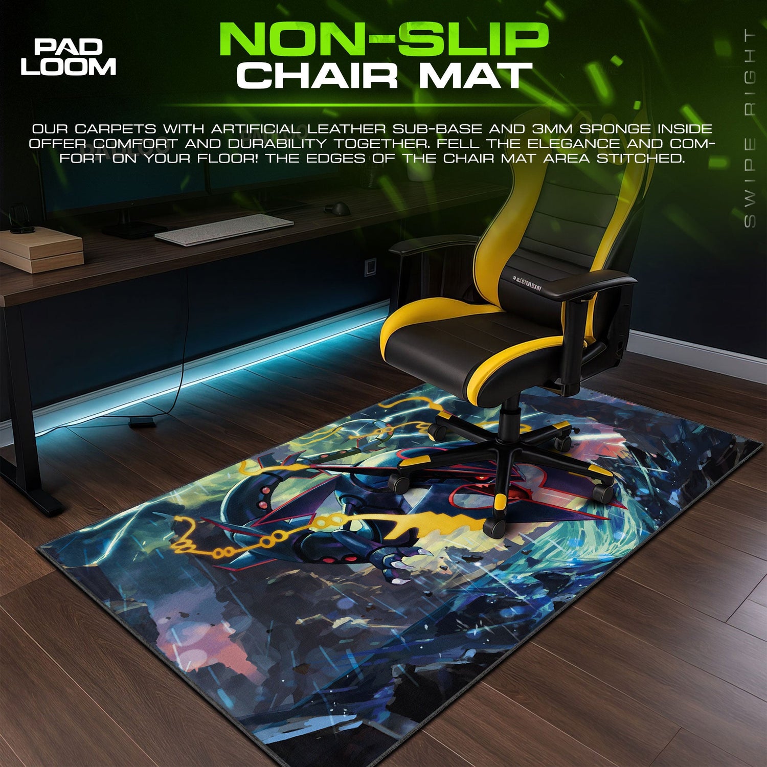 Rayquaza Sky Serpent Mouse Pad, Pokemon Game Desk Mat Padloom