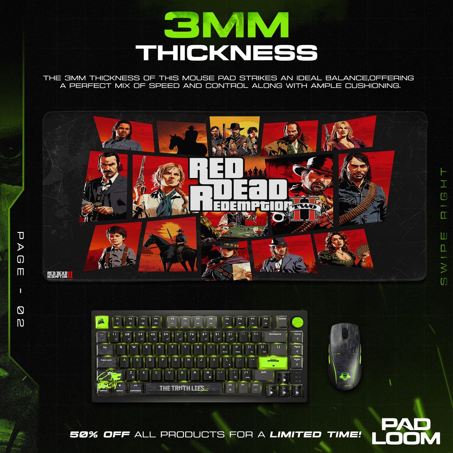 RDR2 Character Collage Mouse Pad, Red Dead Game Desk Mat Padloom