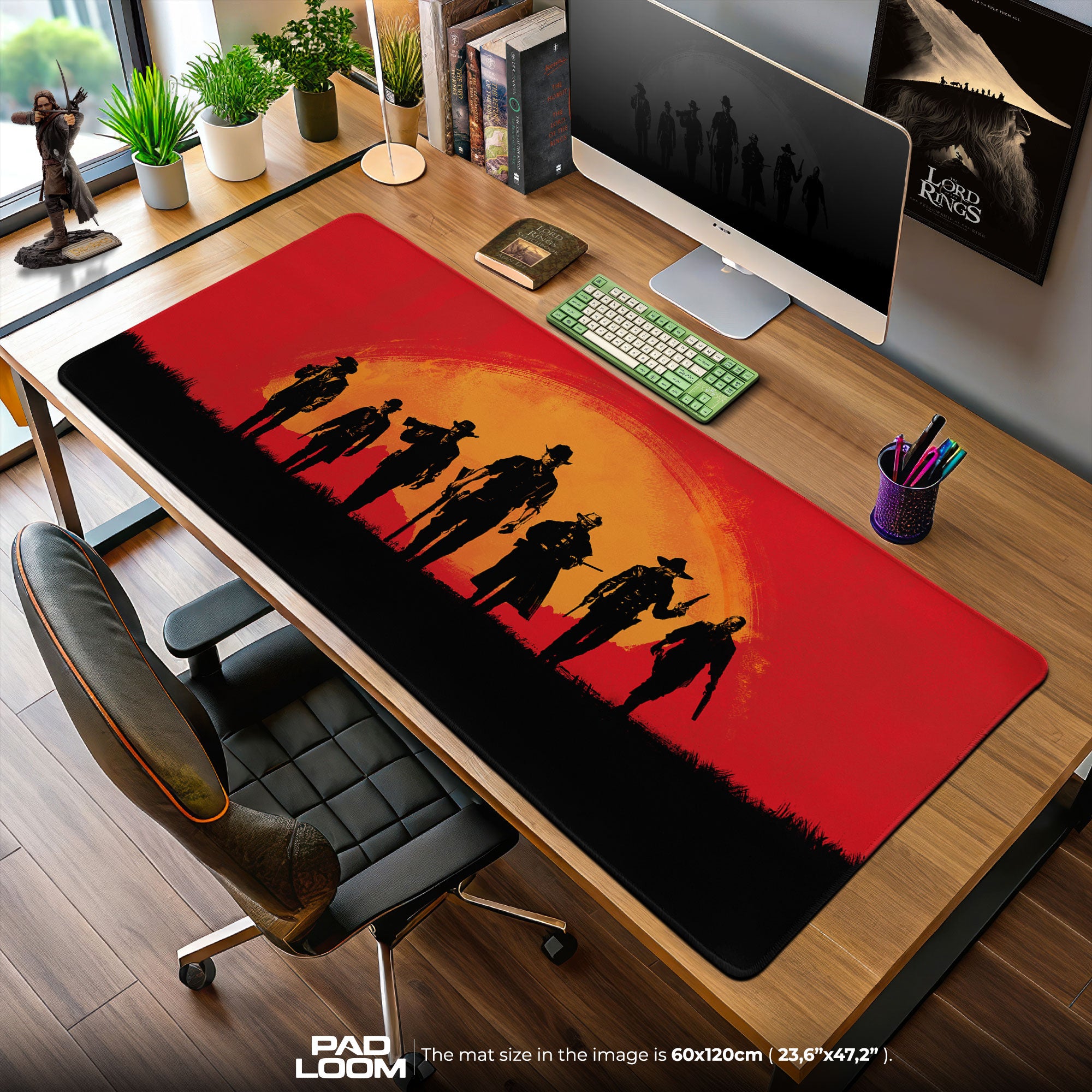 RDR2 Outlaws Sunset Mouse Pad, Red Dead Game Desk Mat