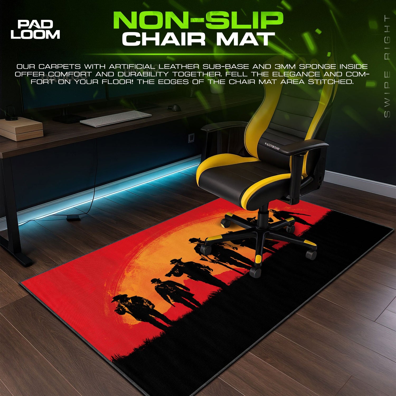 RDR2 Outlaws Sunset Mouse Pad, Red Dead Game Desk Mat Padloom