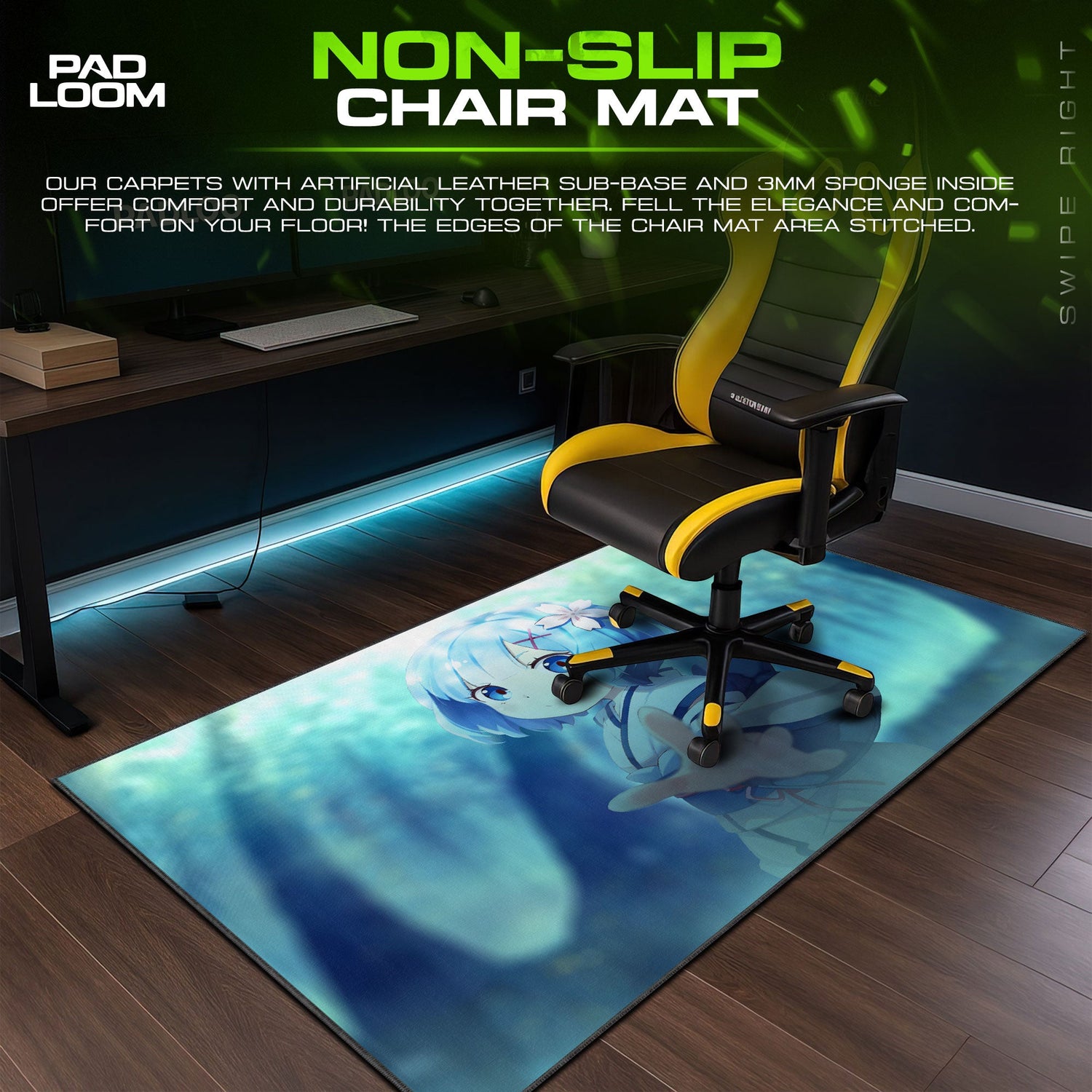 Re:Zero Rem Forest Mouse Pad, Anime Gaming Desk Mat Padloom