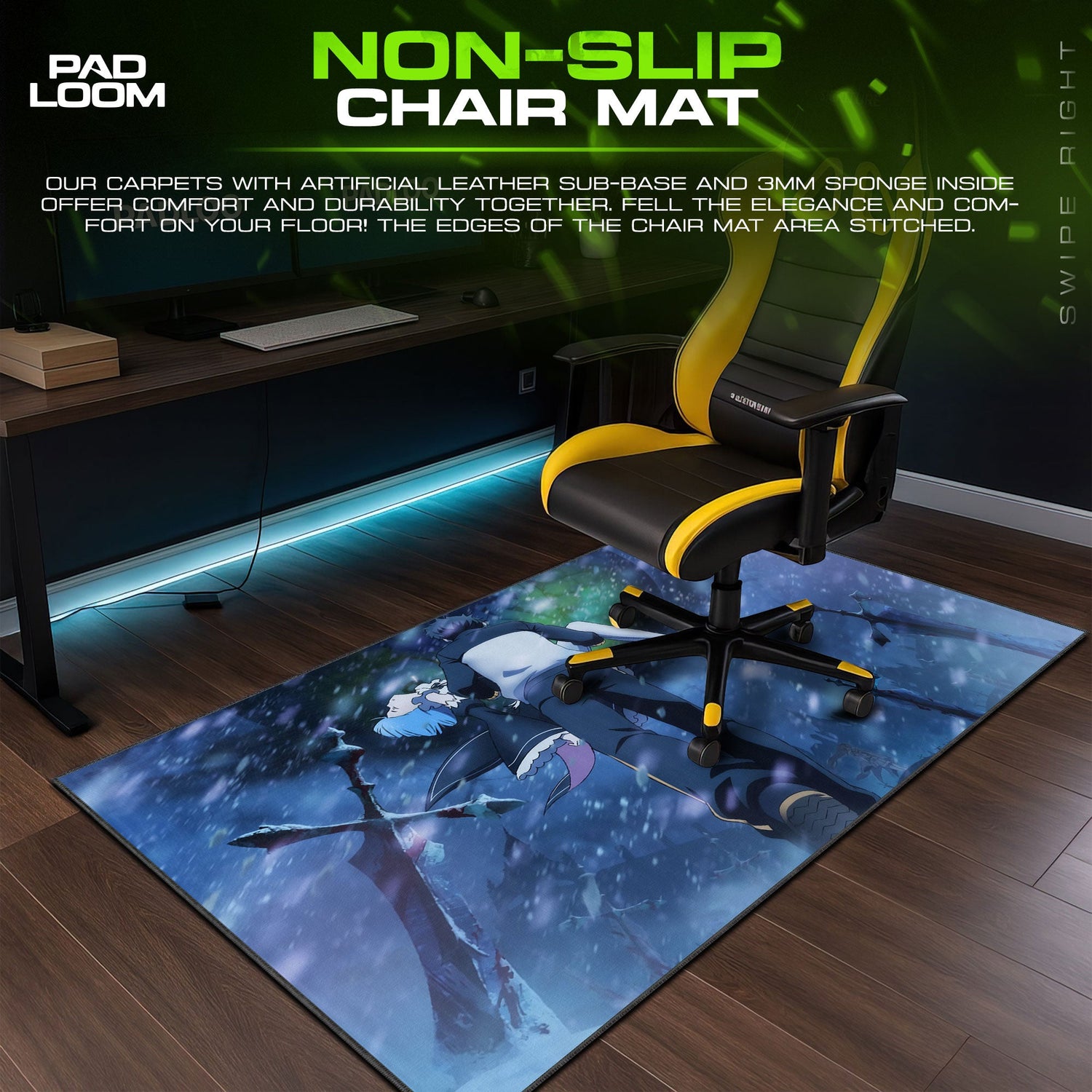 Re:Zero Snowfall Mouse Pad, Anime Gaming Desk Mat Padloom