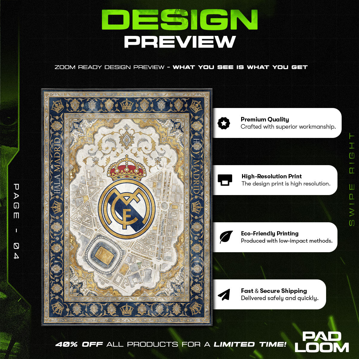 Floor character design printed on rug