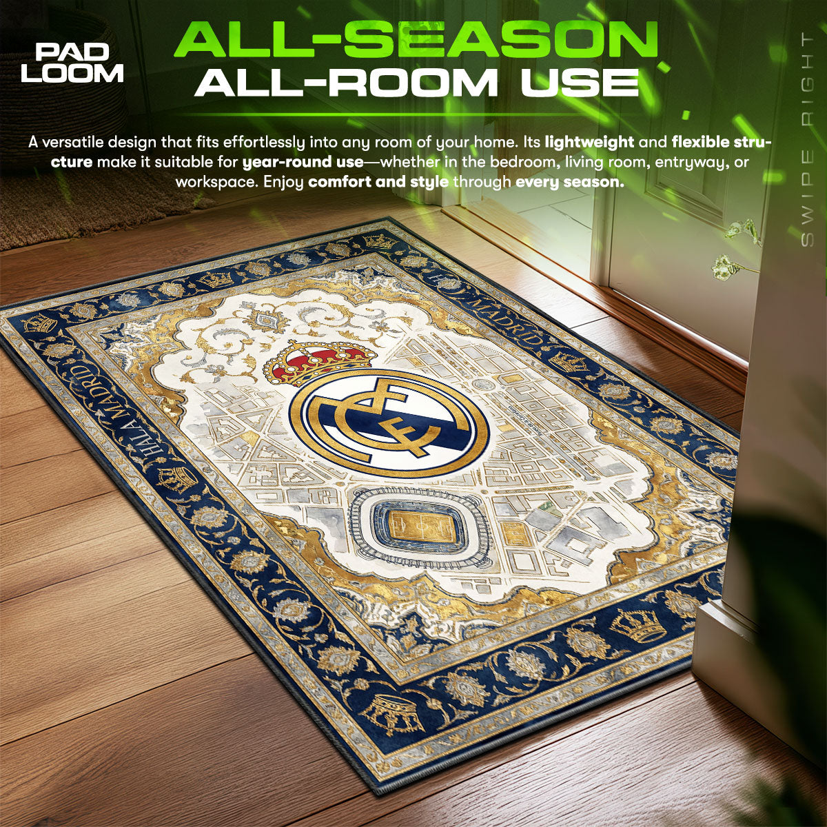 Real Madrid Map Soccer Floor fan rug — premium quality print