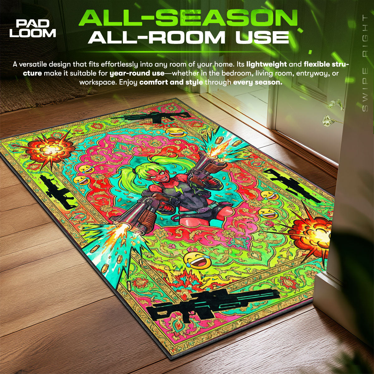 Rebecca Shotgun Rampage Rug - Cyberpunk Edgerunners Chair Mat