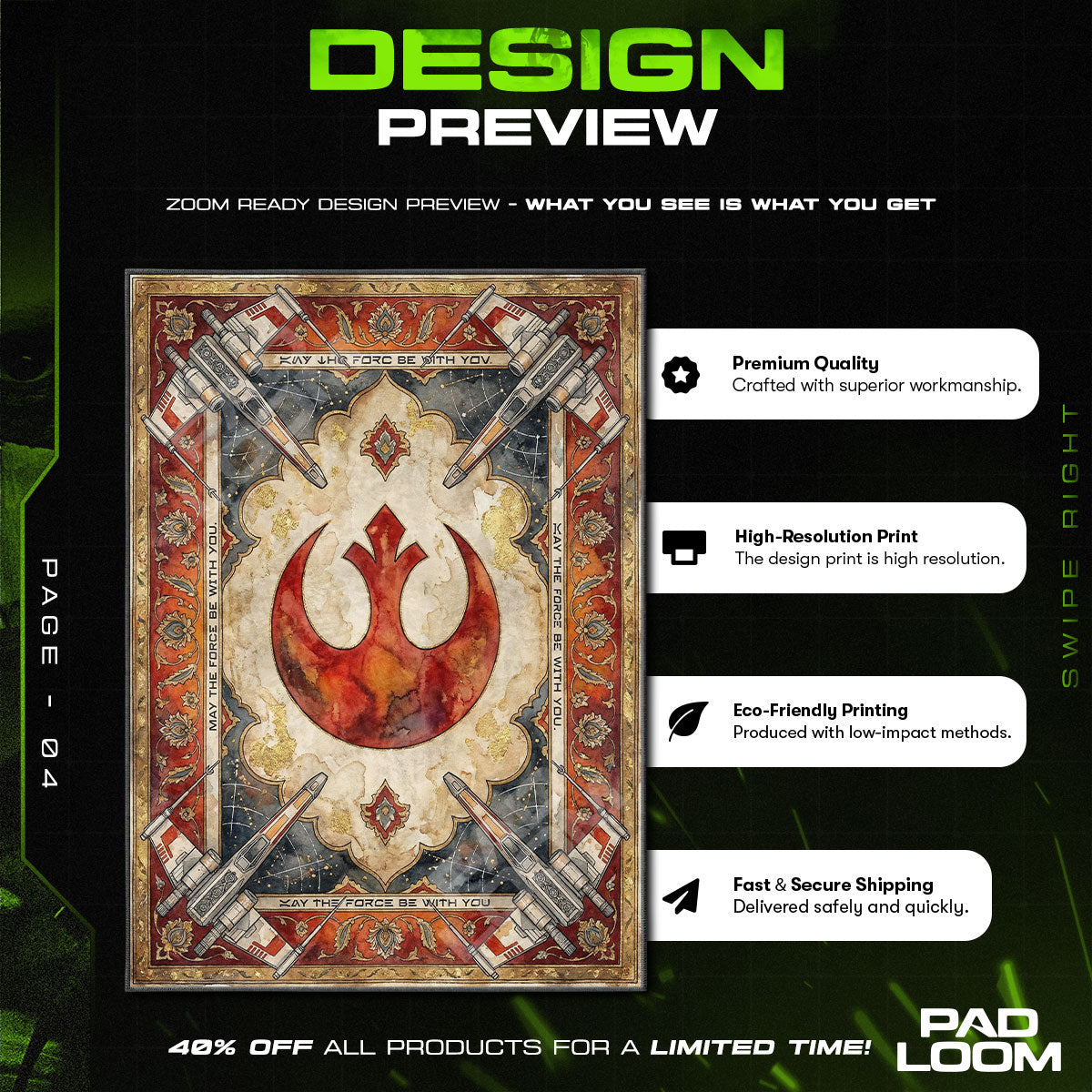 Room character design printed on rug