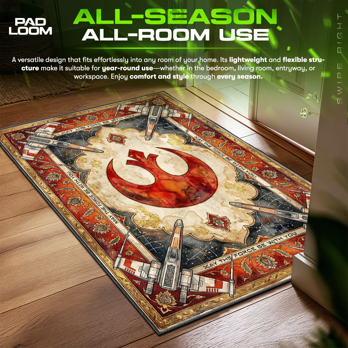 Rebel Alliance X Wing Tapestry Star Wars Room fan rug — premium quality print