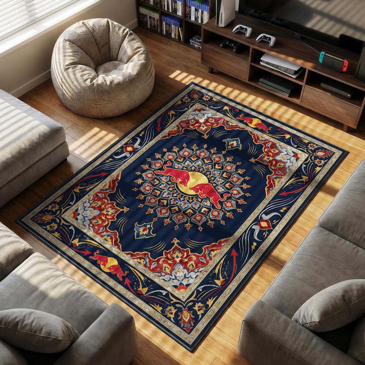 Red Bull themed area rug for home decor fans