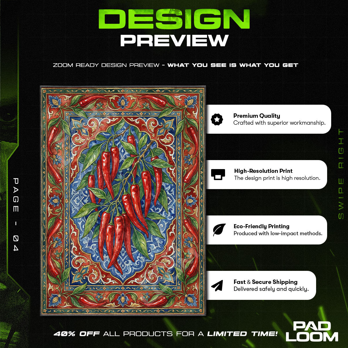 Red Chili Pepper Spicy Kitchen Floor rug — main product view