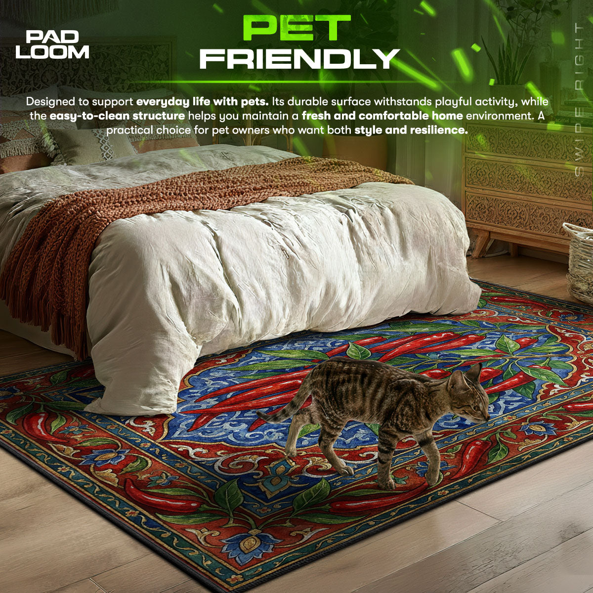 Red Chili themed area rug for home decor fans