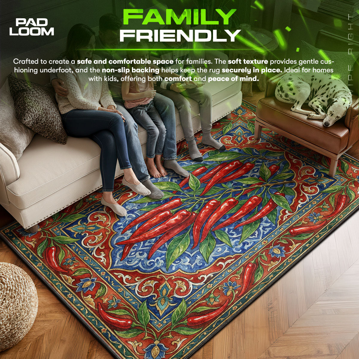 Floor character design printed on rug