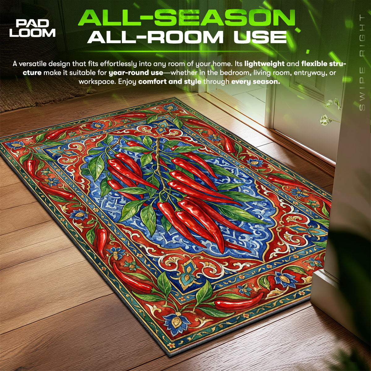 Detailed close-up of Red rug pattern