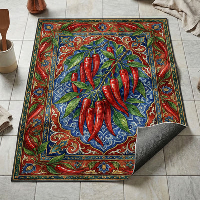 Red Chili Pepper Rug — Spicy Kitchen Floor Mat