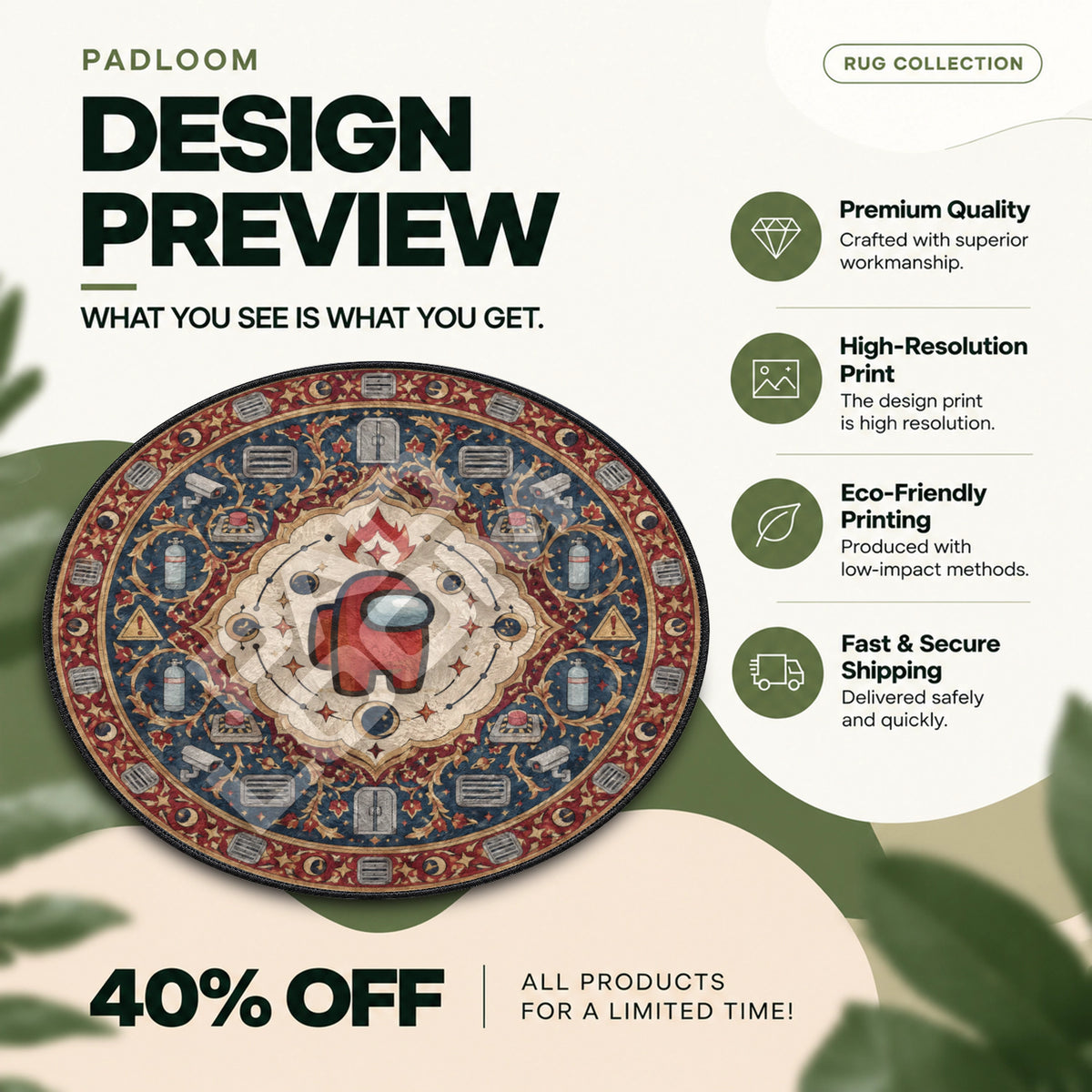 Red Crewmate Medallion Round Rug - Among Us Chair Mat