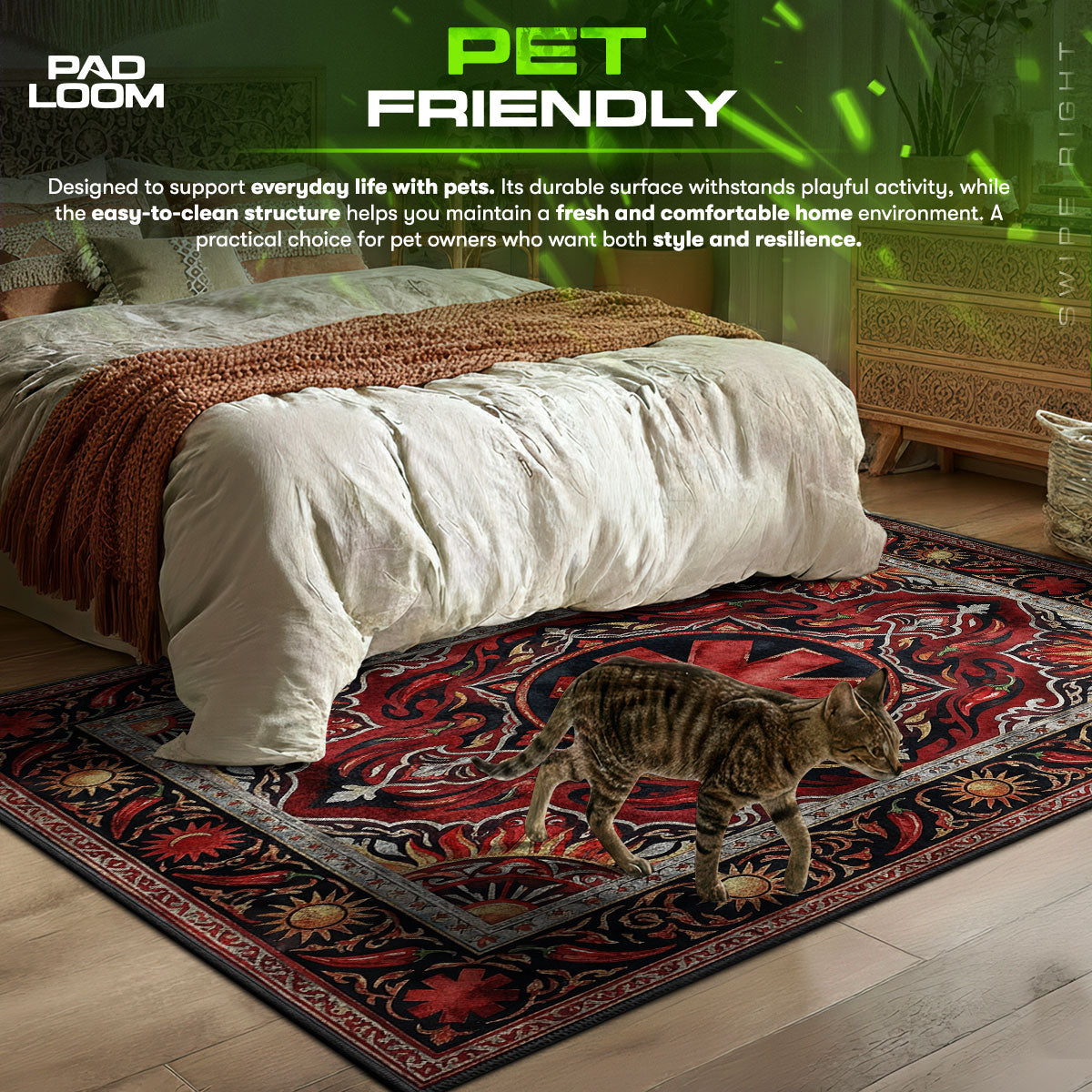 Red Hot themed area rug for home decor fans