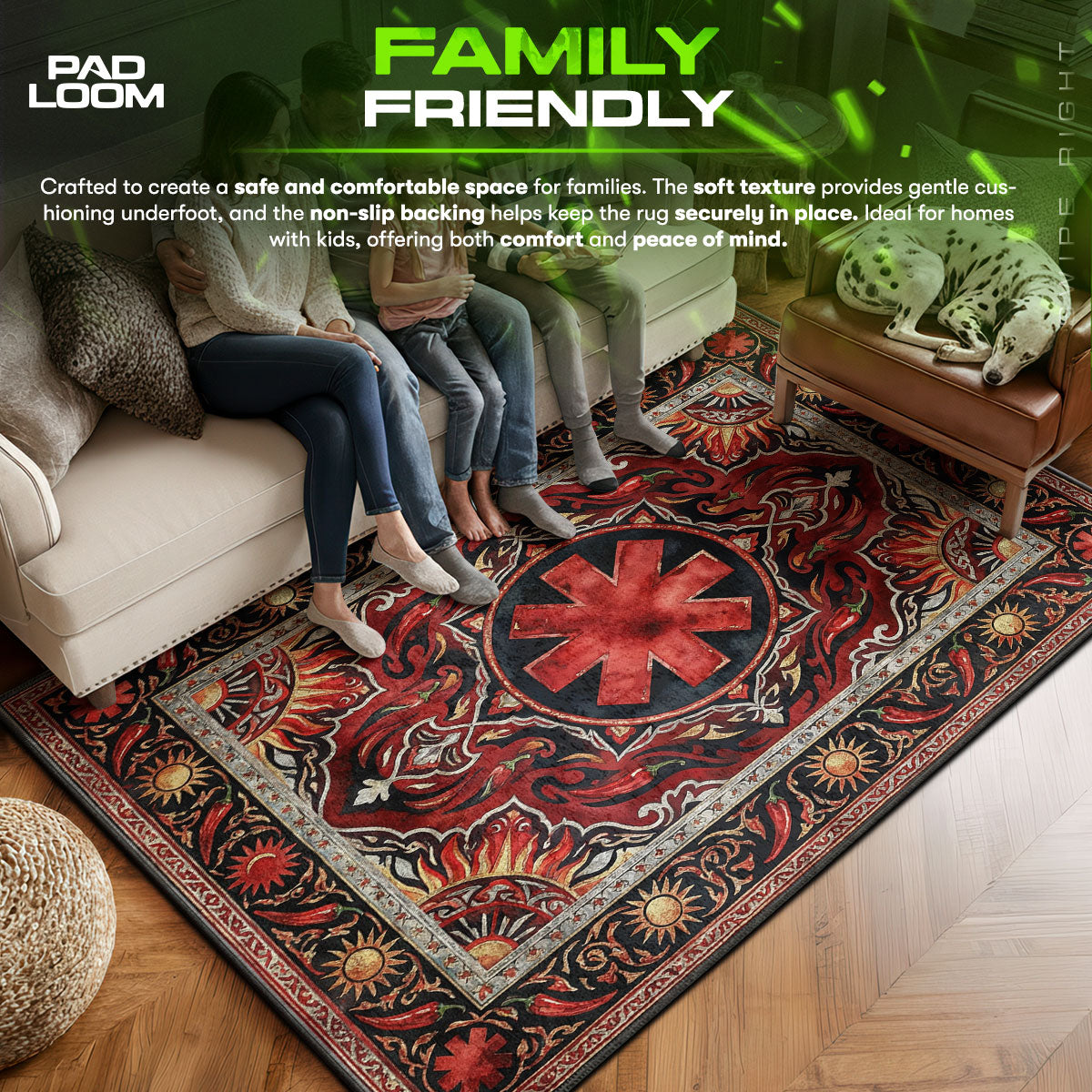 Area character design printed on rug