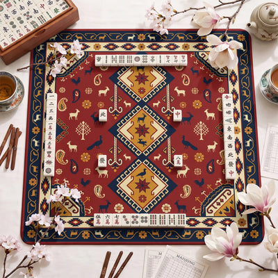 Red Kilim Tribal Mahjong-Matte - Mah-Jongg Matte