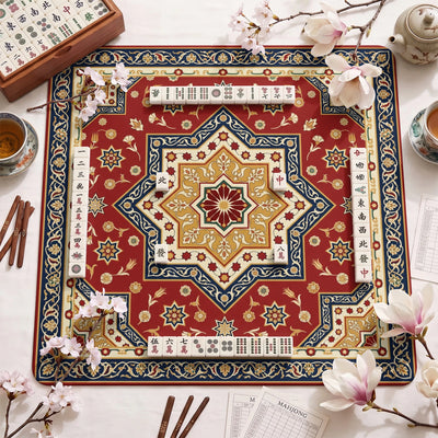 Red Persian Star Mahjong-Matte - Mah-Jongg Tischmatte