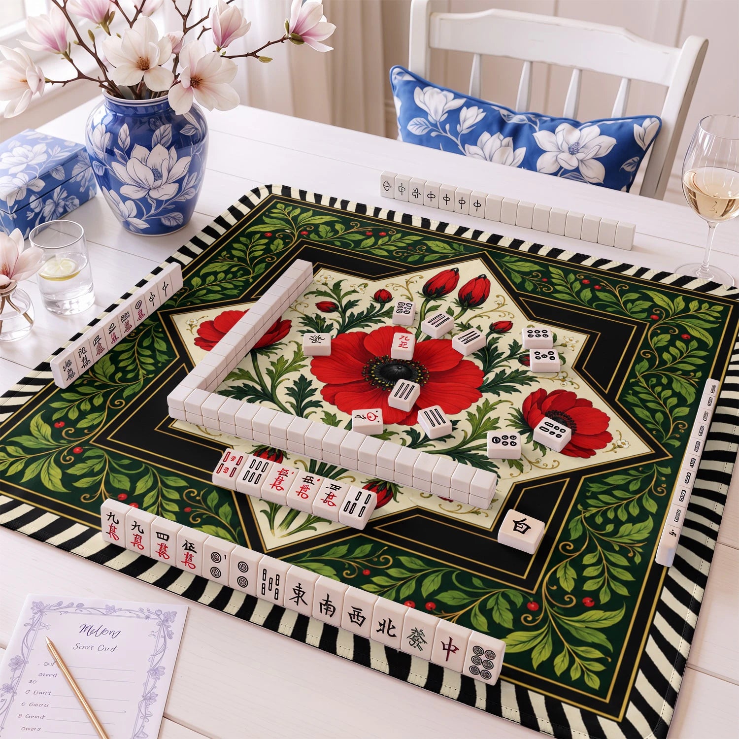 Red Poppy mahjong mat – M (60x60 cm) and L (81x81 cm) sizes