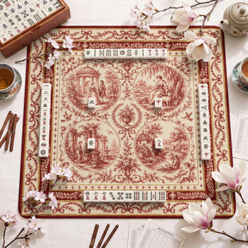 Red Toile Mahjong Mat – neoprene mah jongg table mat