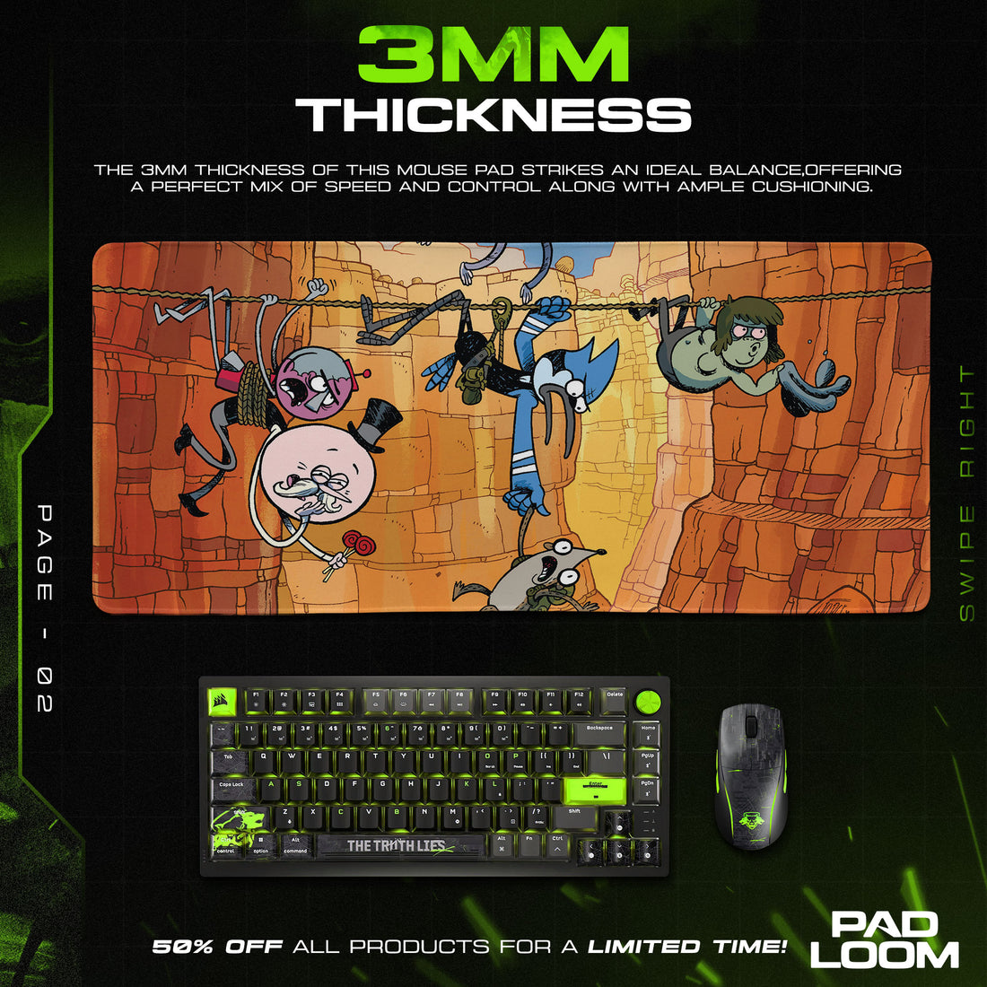 Regular Show Mouse Pad, Canyon Climb Cartoon Desk Mat