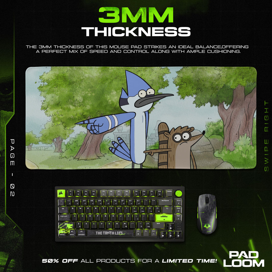 Regular Show Mouse Pad, Mordecai & Rigby Cartoon Desk Mat
