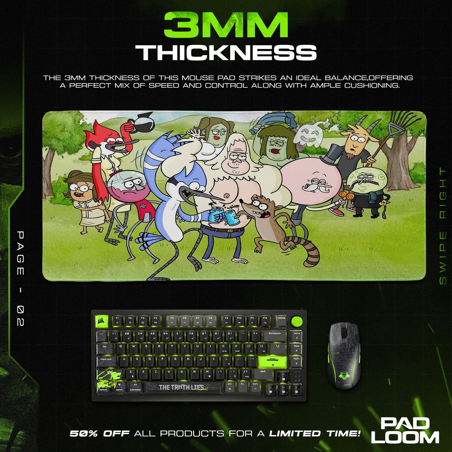 Regular Show Mouse Pad, Park Crew Cartoon Desk Mat Padloom