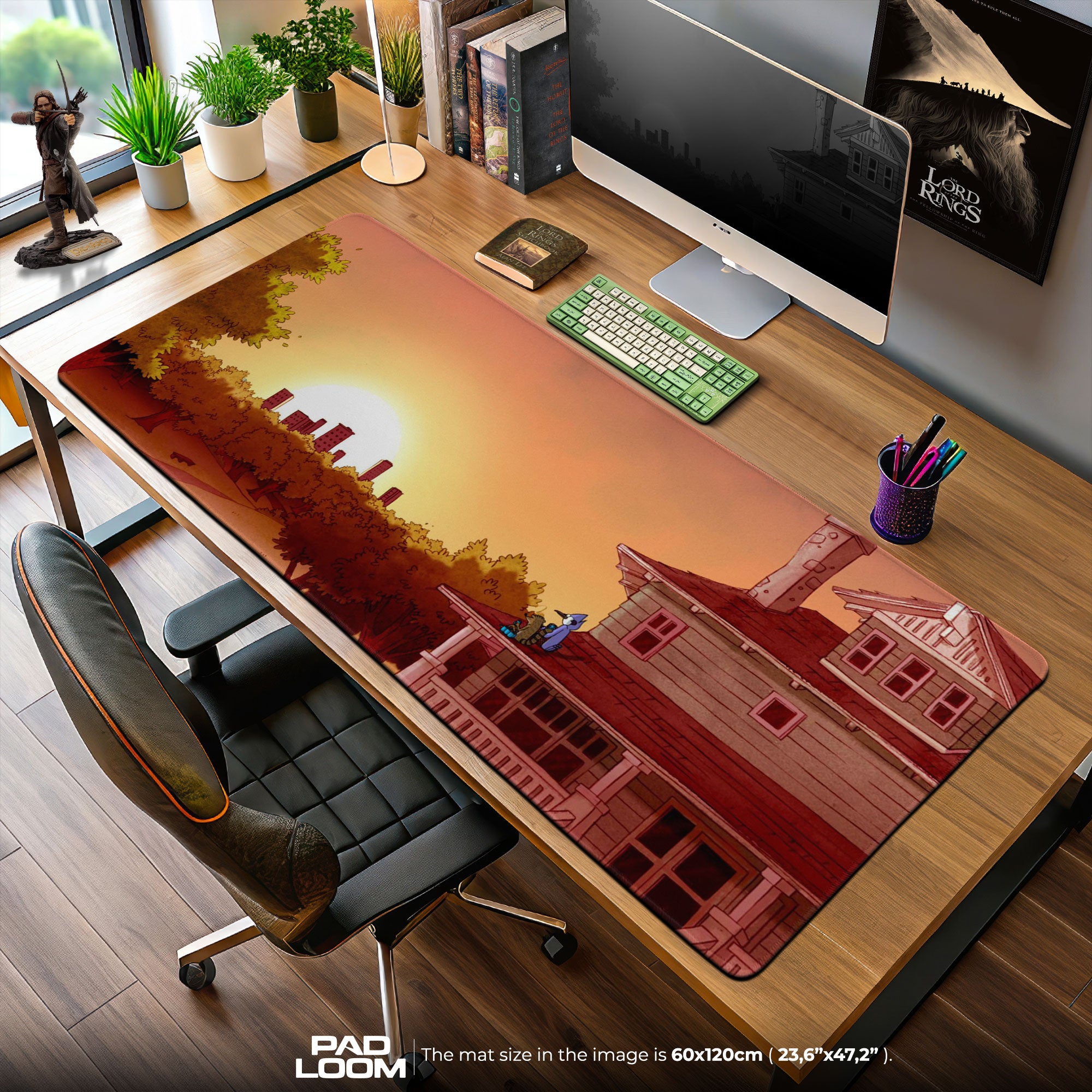 Regular Show Mouse Pad, Sunset Porch Cartoon Desk Mat