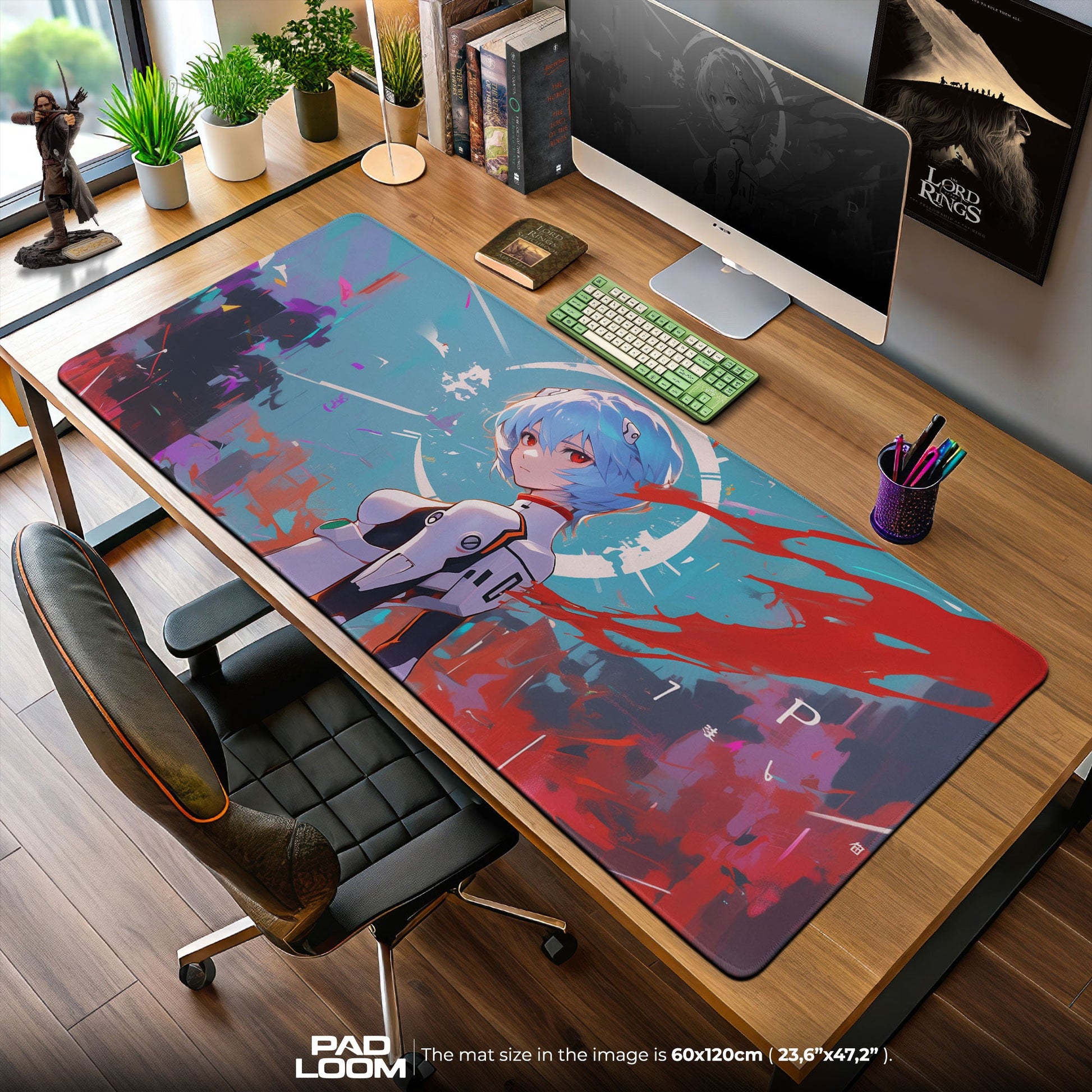 Rei Ayanami Abstract Aura Mouse Pad, Anime Gaming Desk Mat Padloom