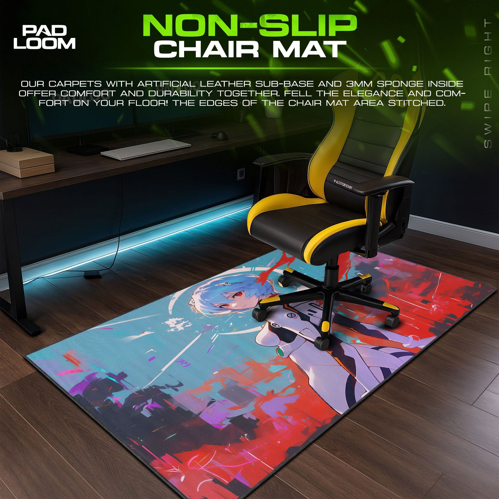 Rei Ayanami Abstract Aura Mouse Pad, Anime Gaming Desk Mat Padloom